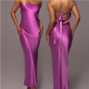 JLUXLABEL Purple Irina Satin Strapless Maxi Dress